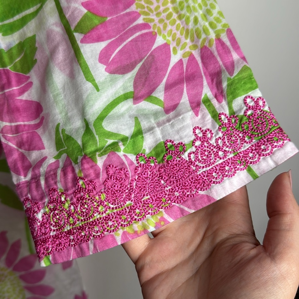 Lilly Pulitzer Women’s Vintage Floral Print Tunic Top Embroidered Cover Up sz XS - Picture 5 of 9